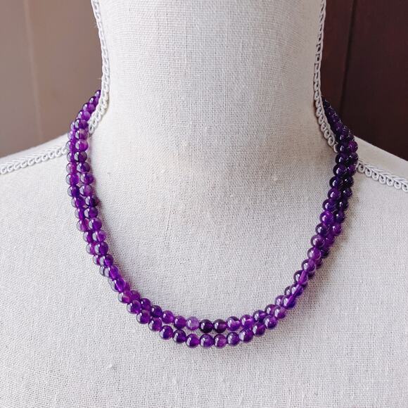 Signed Jay King DTR Amethyst Sterling Silver Double Strand Multi Strand Necklace - Picture 11 of 11